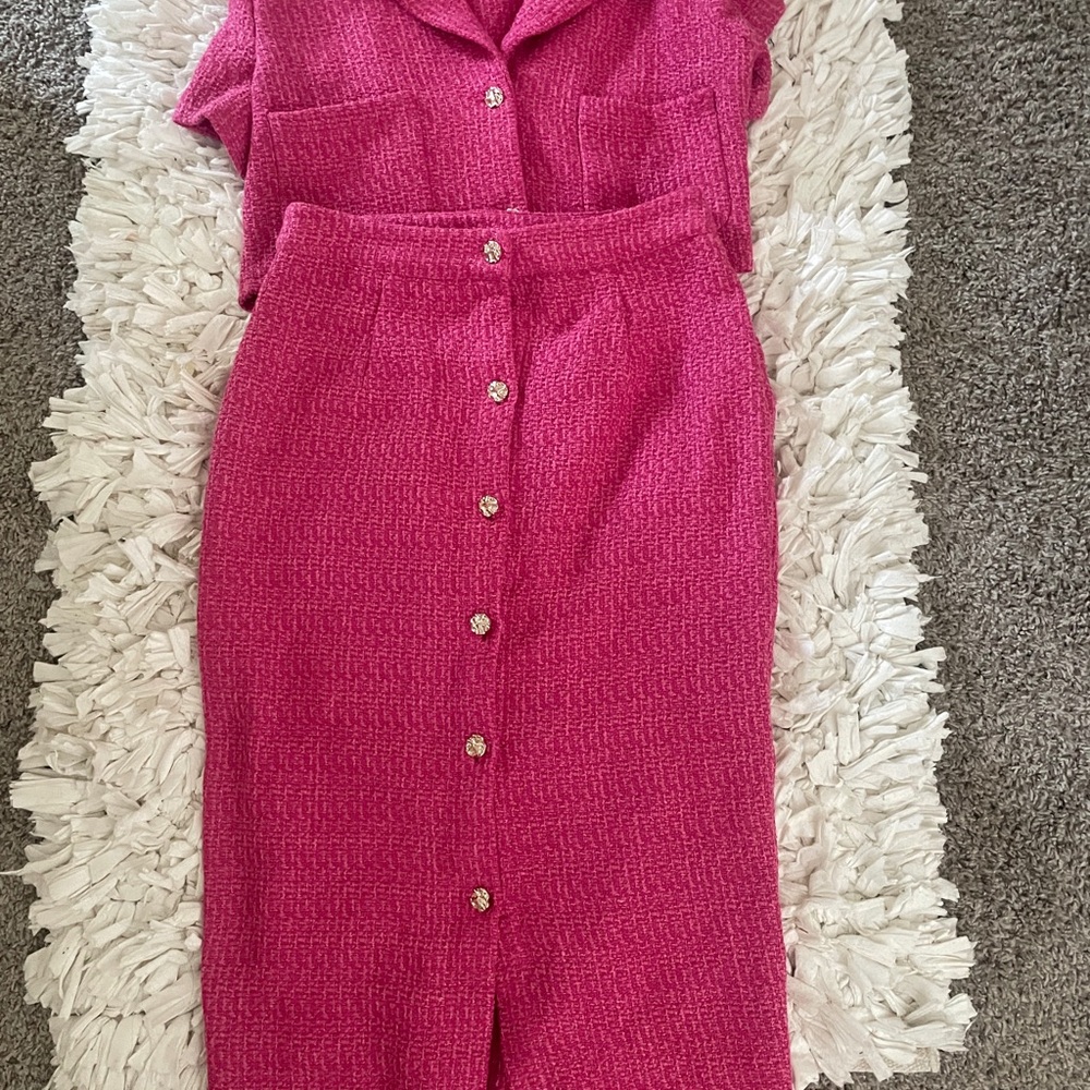 Elegant Pink 2 Piece Dress Set